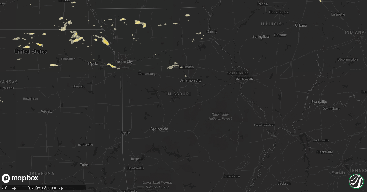 Hail map in Missouri on July 25, 2015
