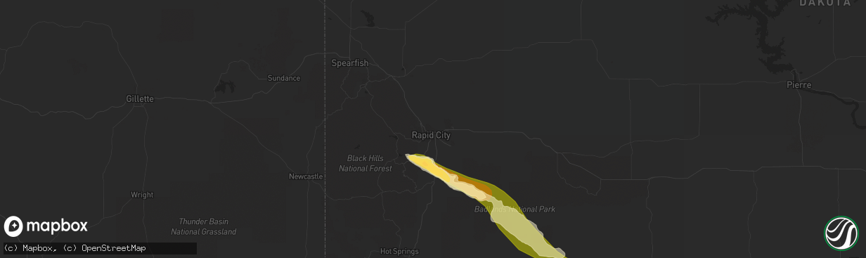 Hail map in Rapid City, SD on July 25, 2015