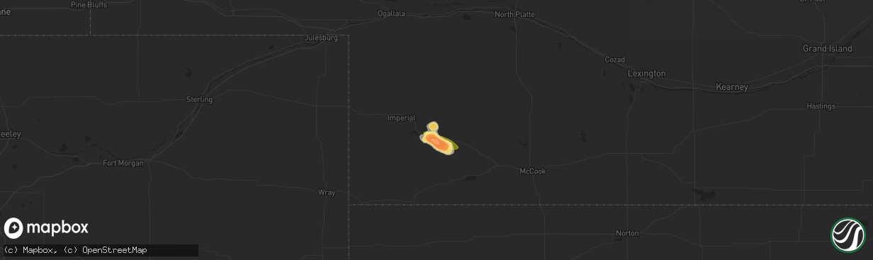 Hail map in Wauneta, NE on July 25, 2015