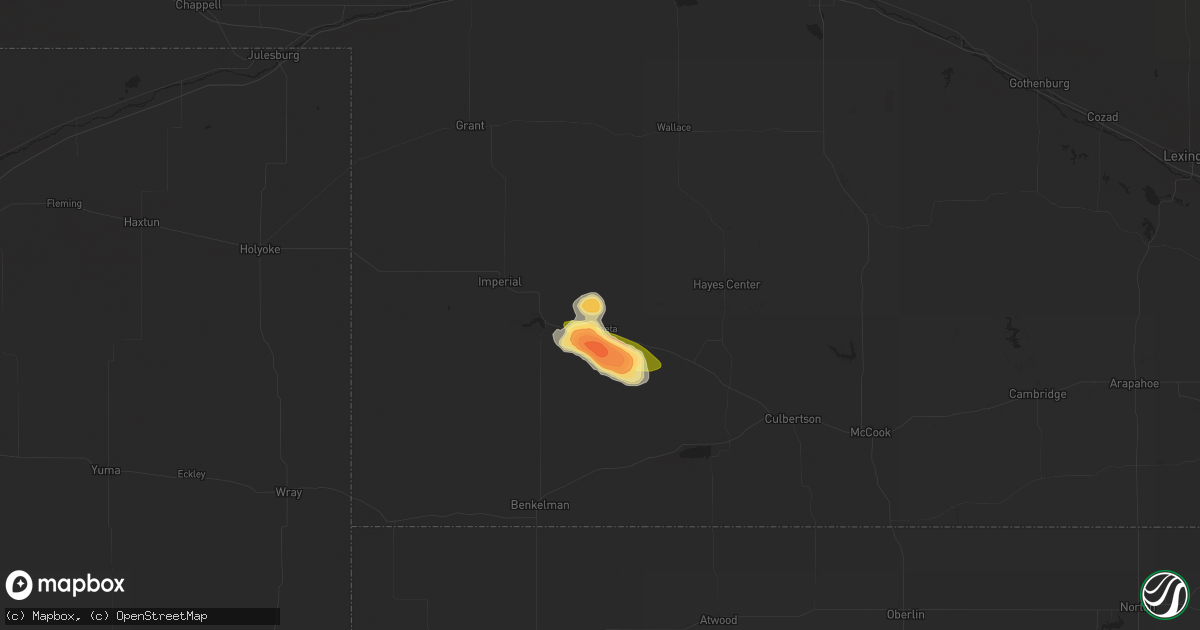 Hail map in Wauneta, NE on July 25, 2015