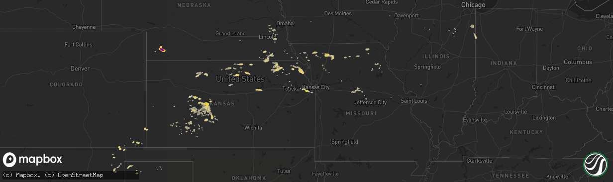 Hail map on July 25, 2015