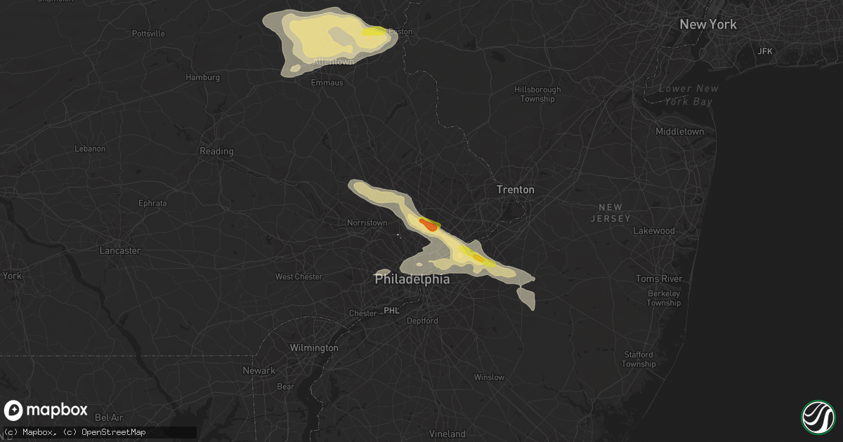 Hail map in Abington, PA on July 25, 2016
