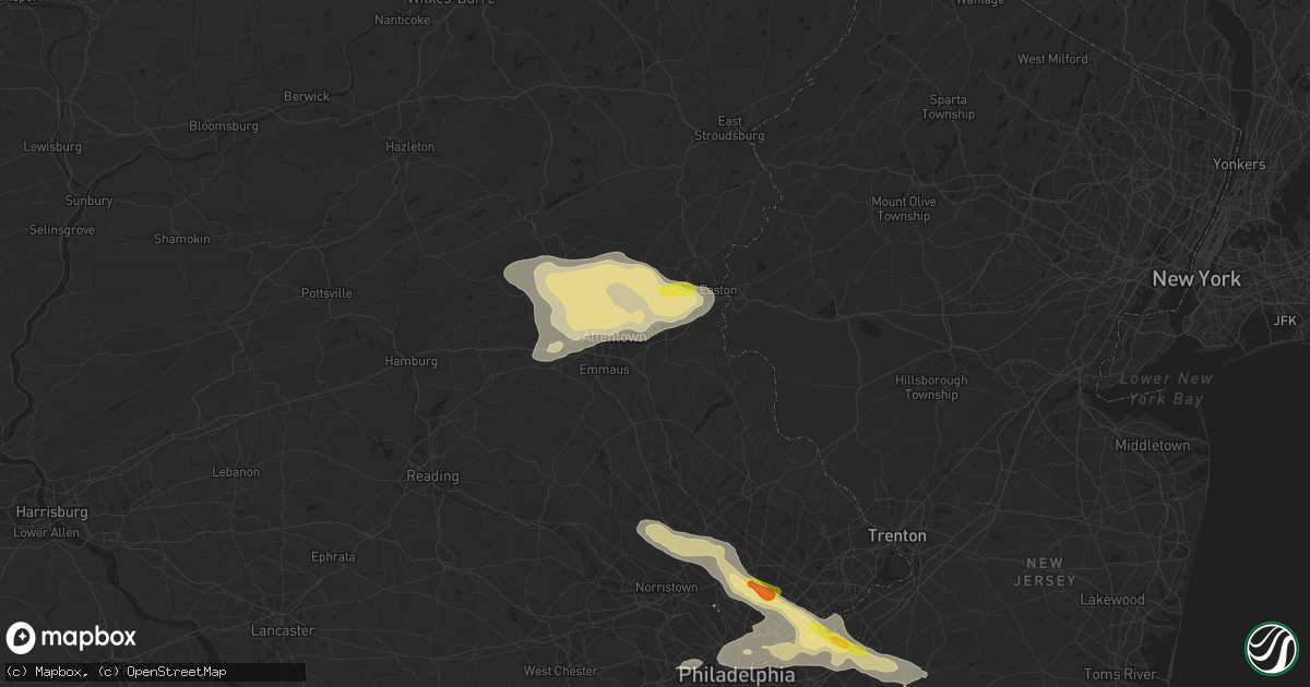 Hail map in Bethlehem, PA on July 25, 2016