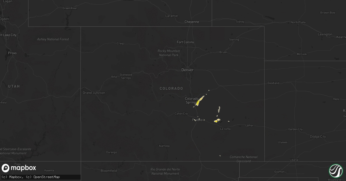 Hail map in Colorado on July 25, 2016