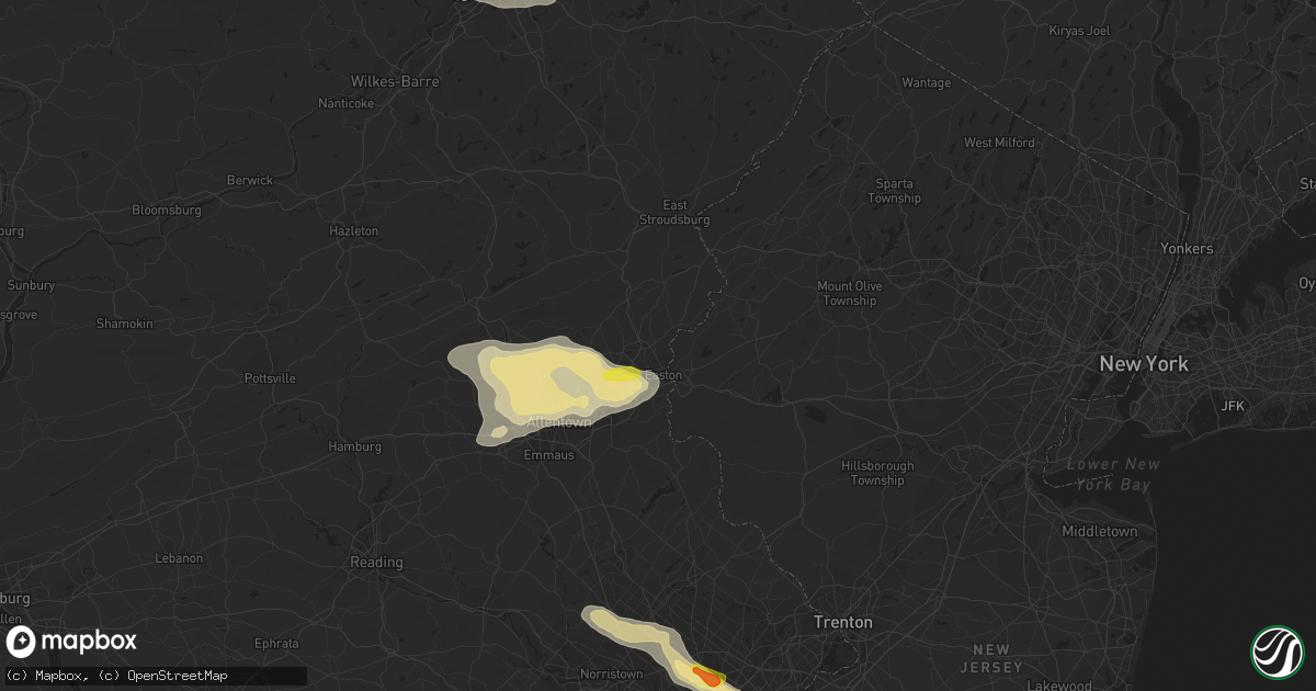 Hail map in Easton, PA on July 25, 2016