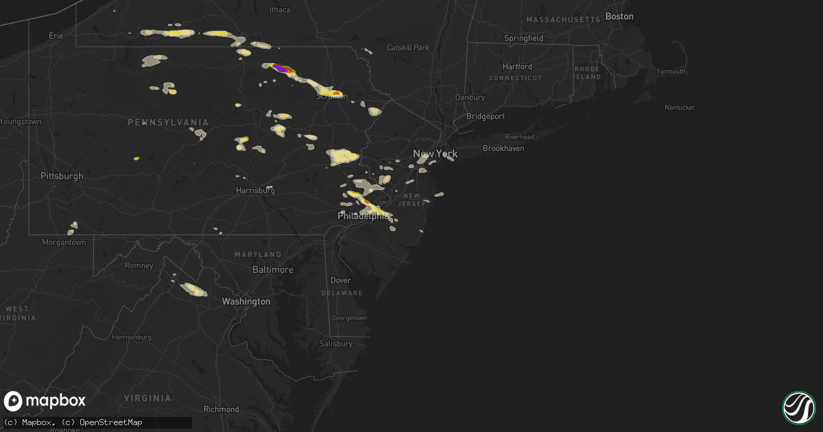Hail map in New Jersey on July 25, 2016