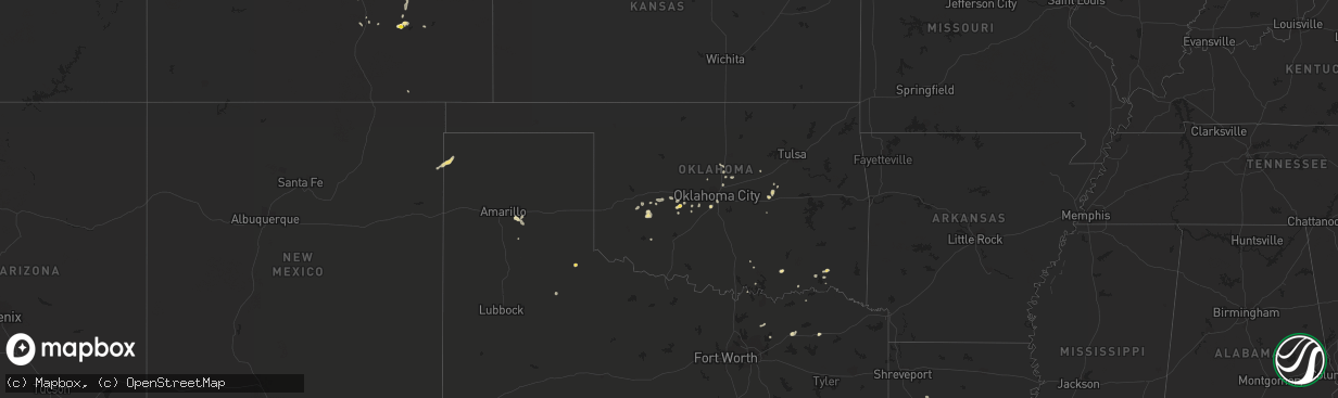 Hail map in Oklahoma on July 25, 2016