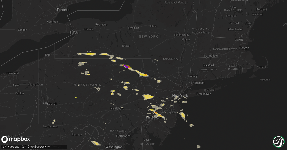 Hail map on July 25, 2016