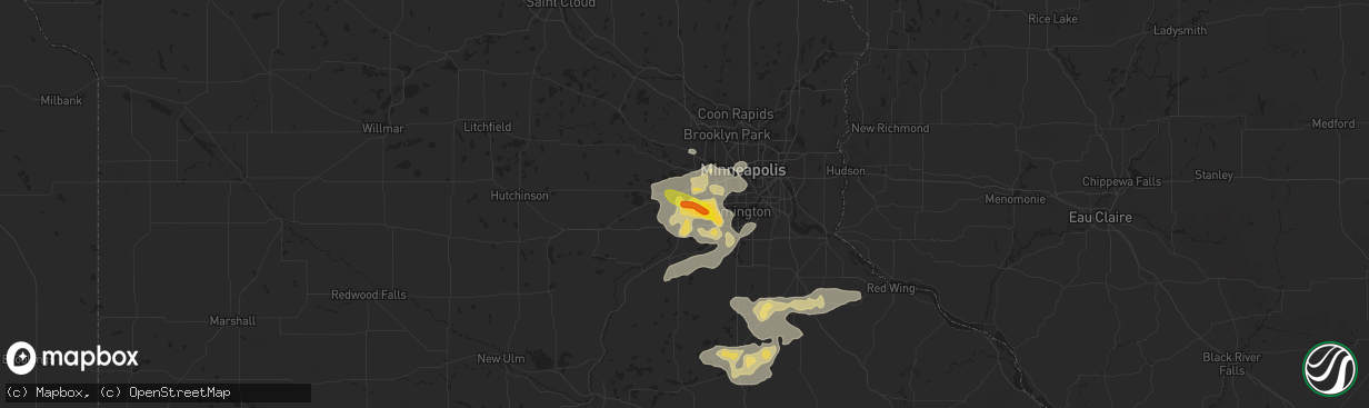 Hail map in Chanhassen, MN on July 25, 2017