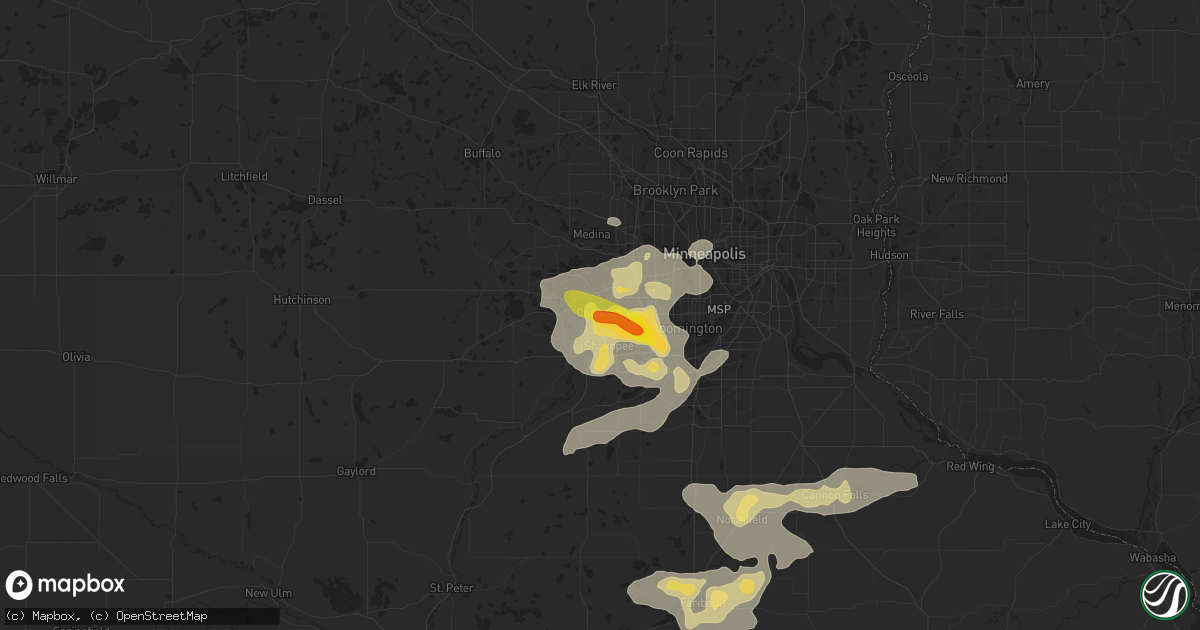 Hail map in Chanhassen, MN on July 25, 2017