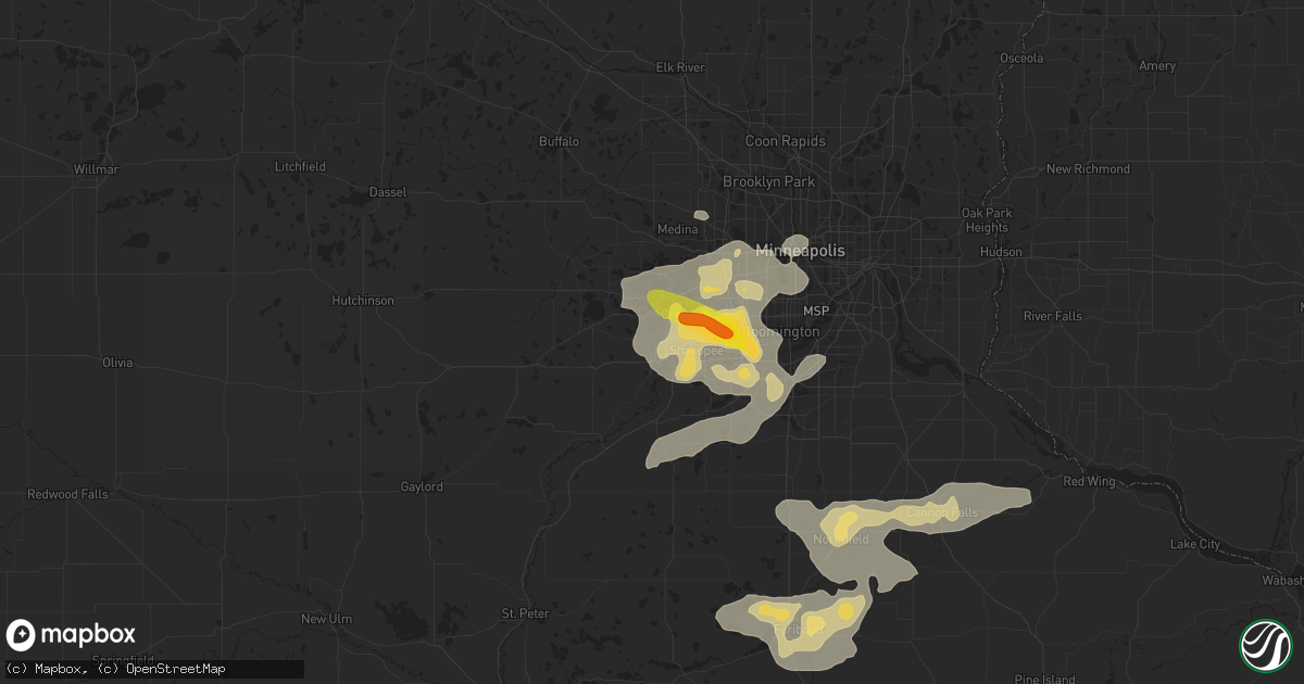 Hail map in Chaska, MN on July 25, 2017