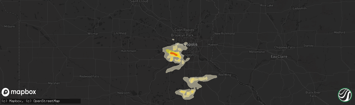 Hail map in Eden Prairie, MN on July 25, 2017