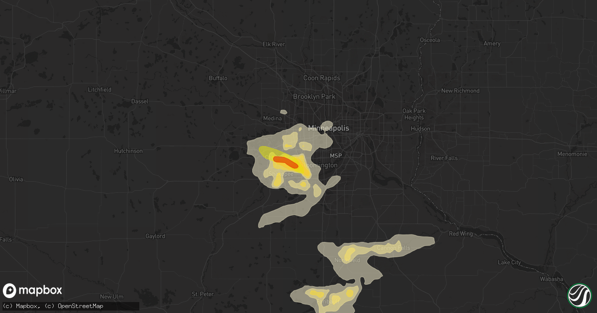 Hail map in Eden Prairie, MN on July 25, 2017