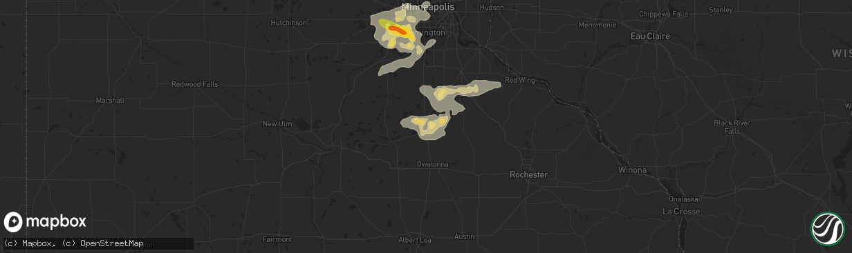 Hail map in Faribault, MN on July 25, 2017