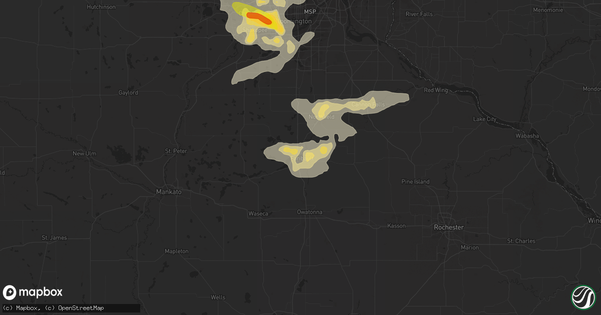 Hail map in Faribault, MN on July 25, 2017