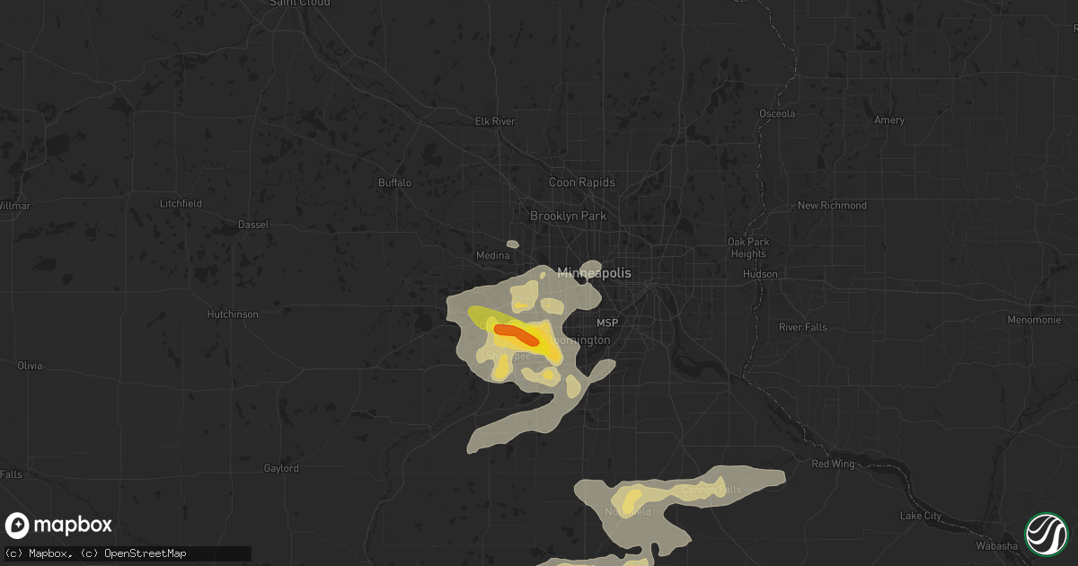Hail map in Hopkins, MN on July 25, 2017