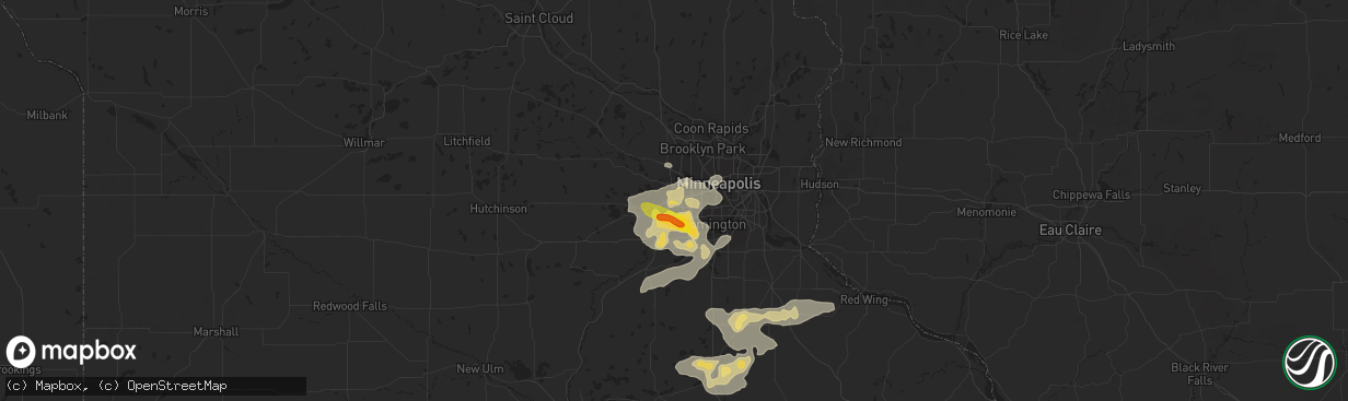 Hail map in Minnetonka, MN on July 25, 2017