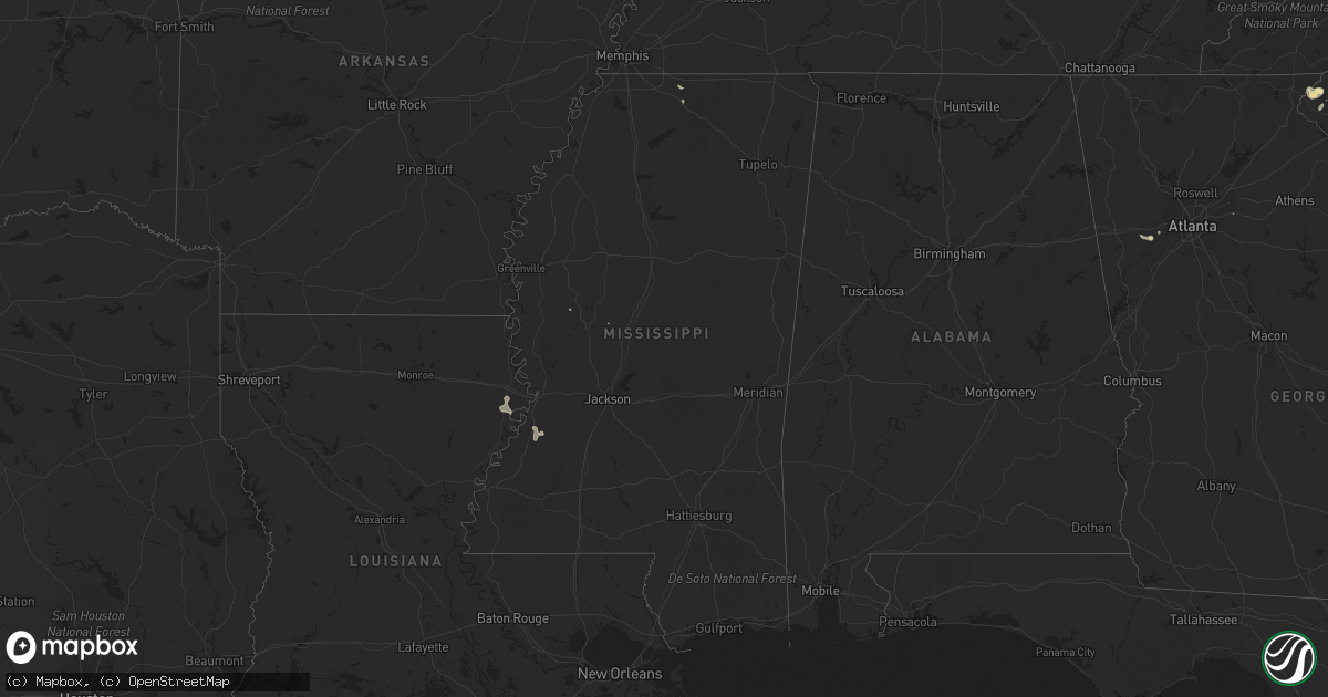 Hail map in Mississippi on July 25, 2017