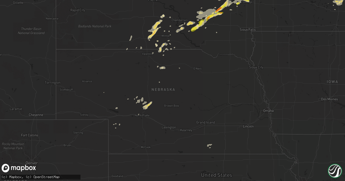 Hail map in Nebraska on July 25, 2017