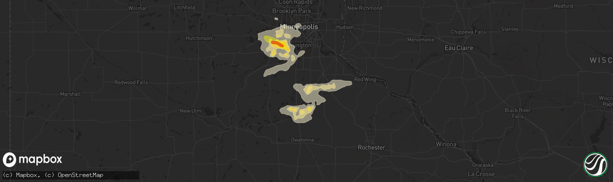 Hail map in Northfield, MN on July 25, 2017