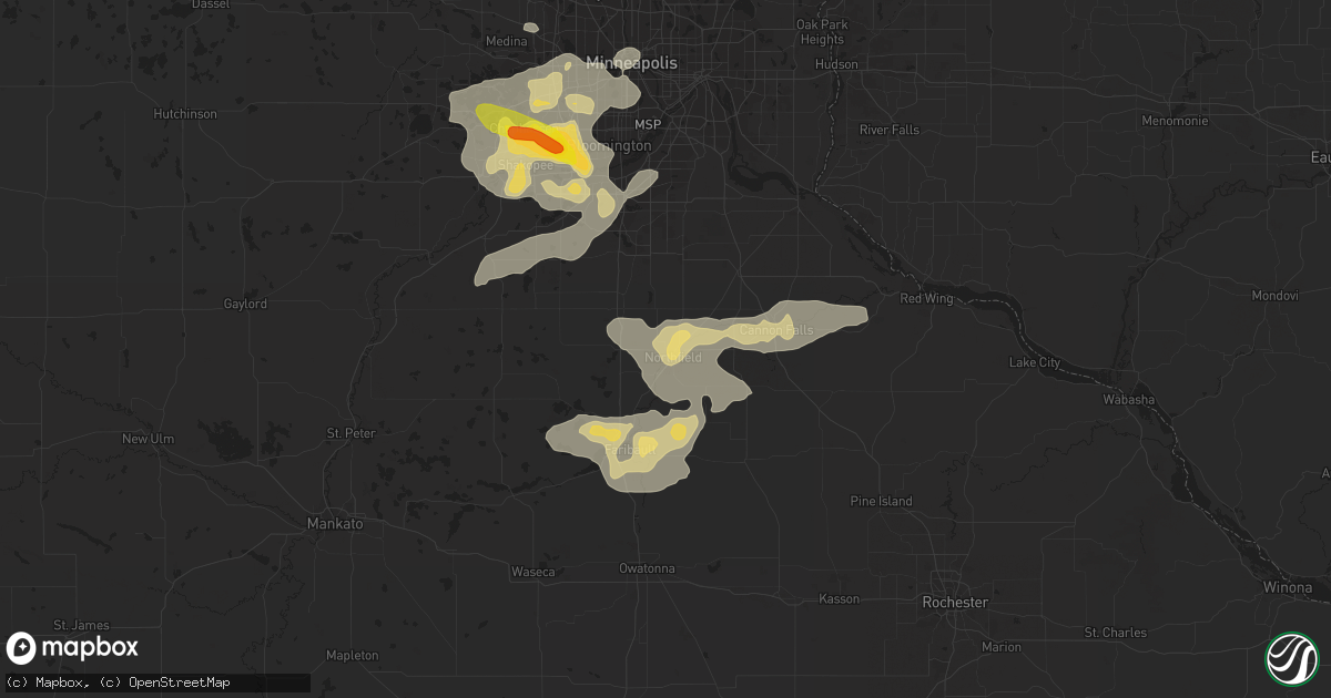 Hail map in Northfield, MN on July 25, 2017