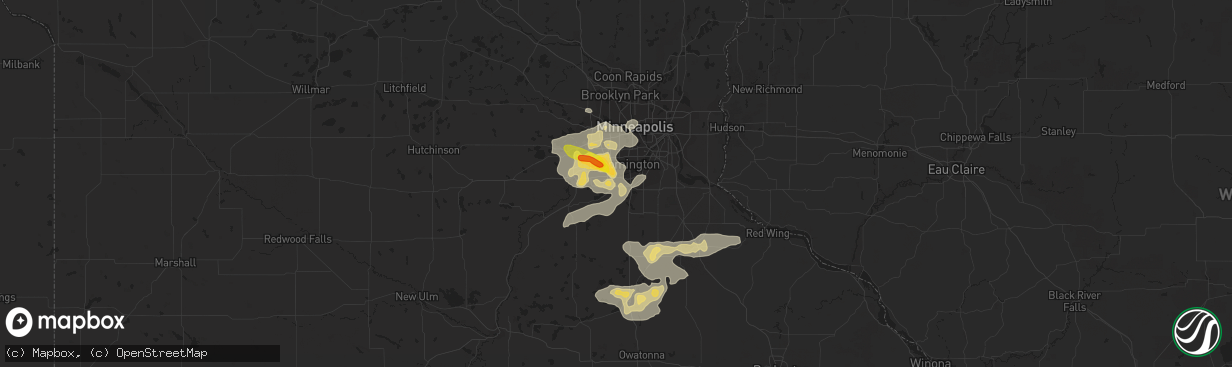 Hail map in Savage, MN on July 25, 2017