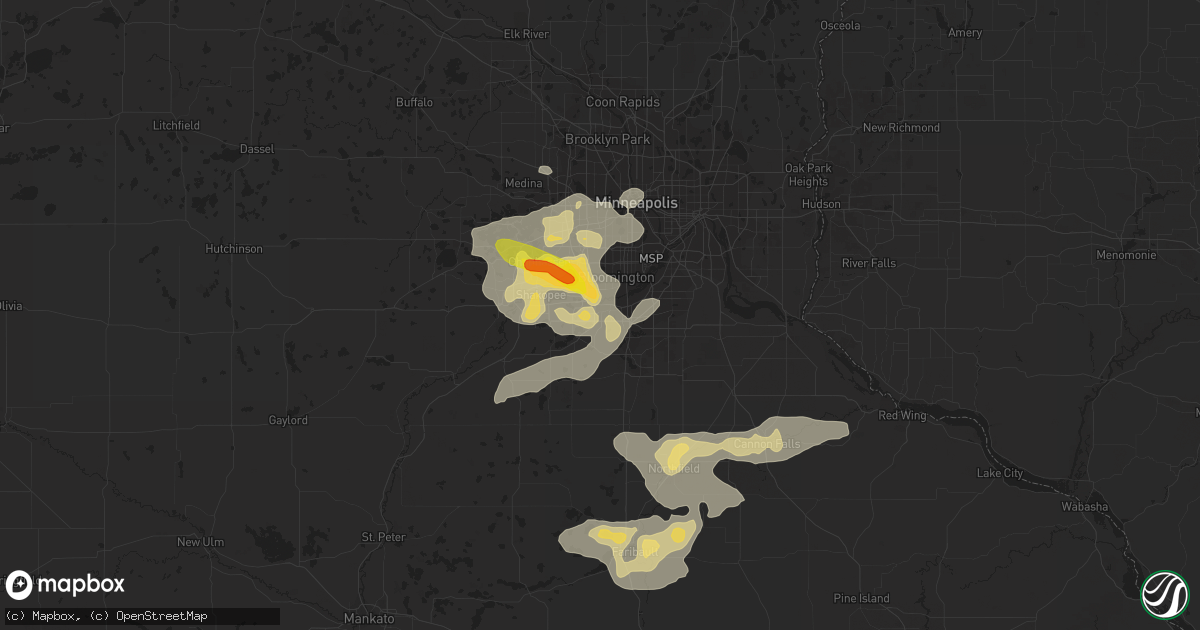 Hail map in Savage, MN on July 25, 2017