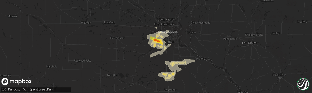 Hail map in Shakopee, MN on July 25, 2017