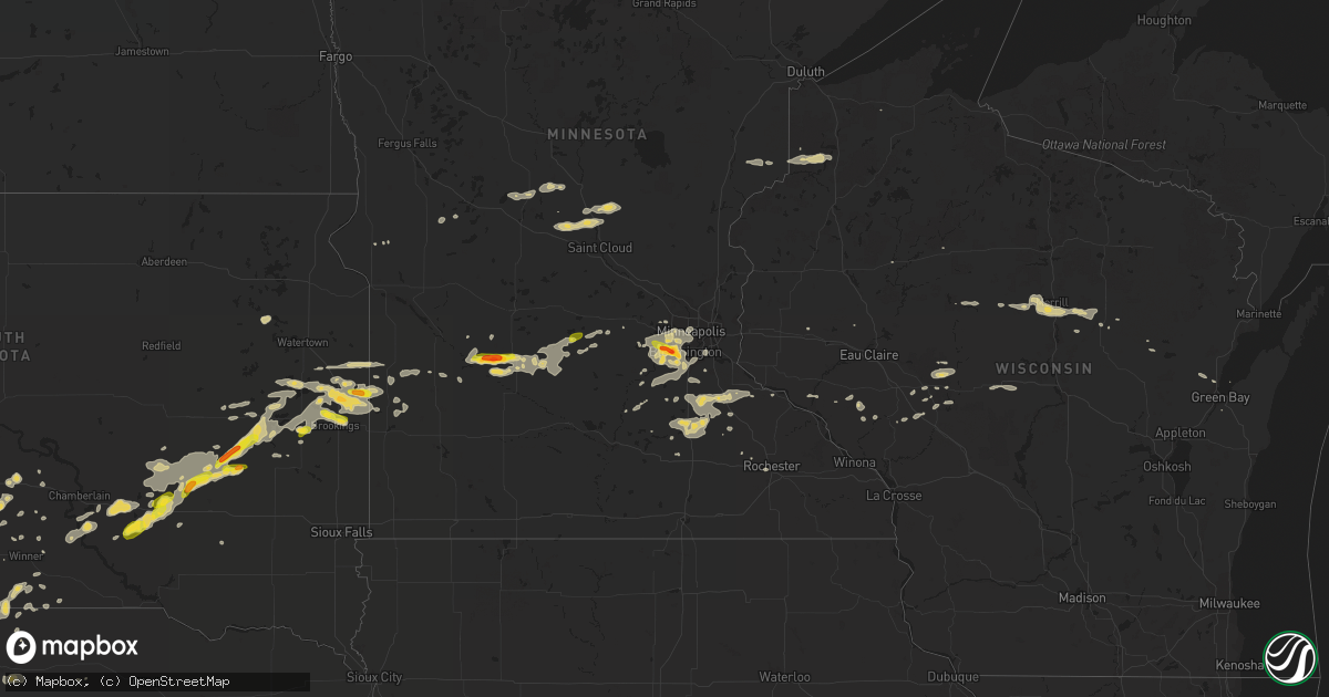 Hail map on July 25, 2017