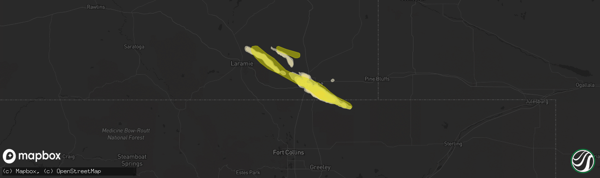 Hail map in Cheyenne, WY on July 25, 2018