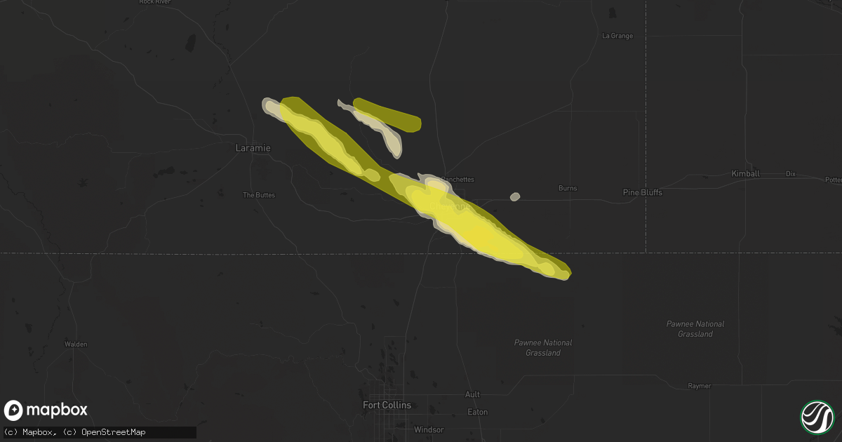 Hail map in Cheyenne, WY on July 25, 2018