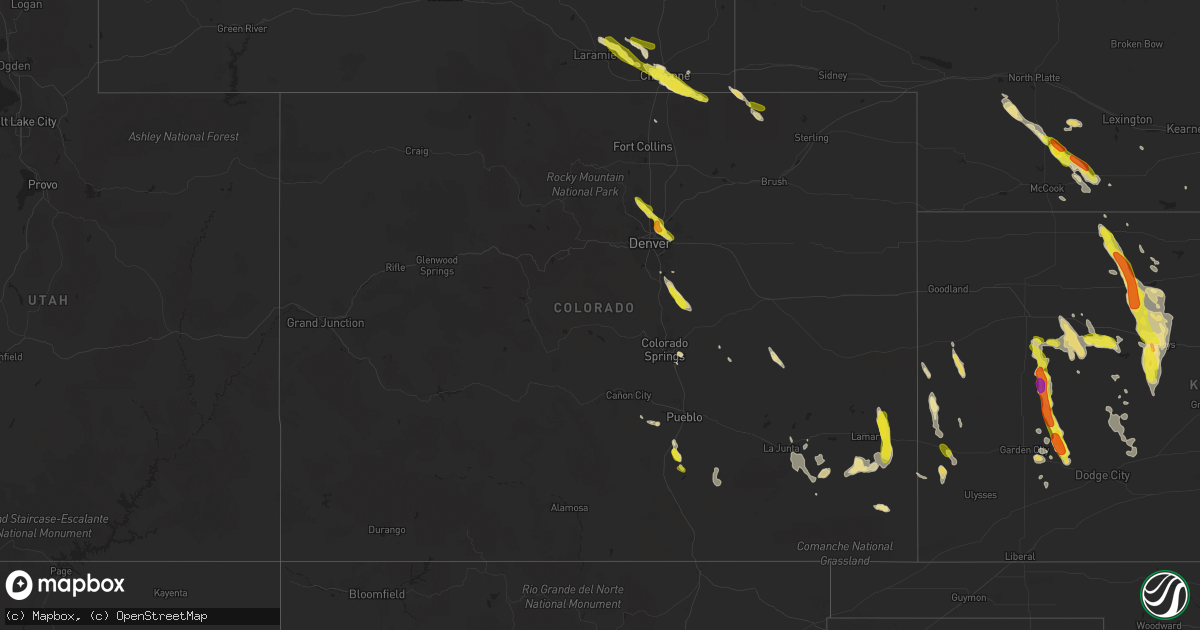 Hail map in Colorado on July 25, 2018