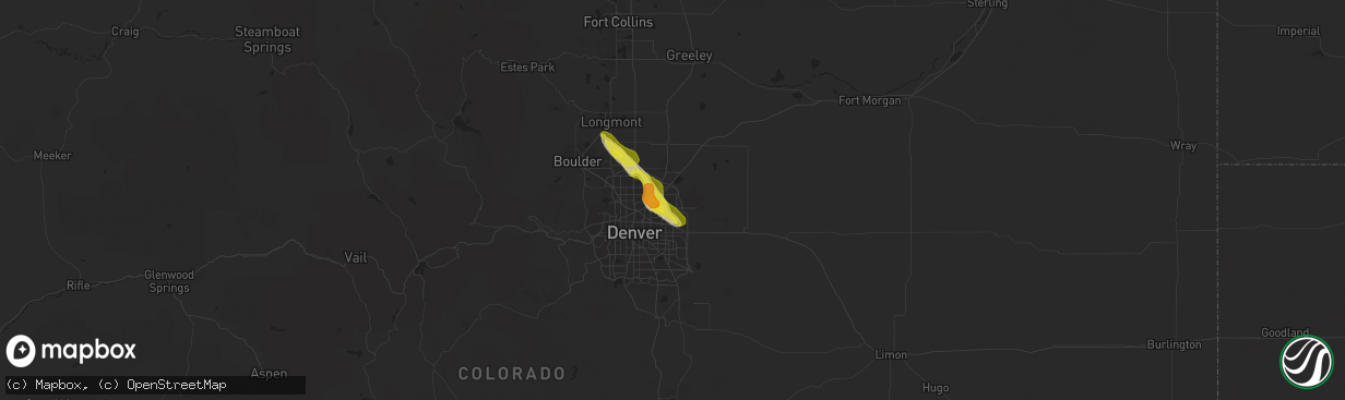 Hail map in Commerce City, CO on July 25, 2018