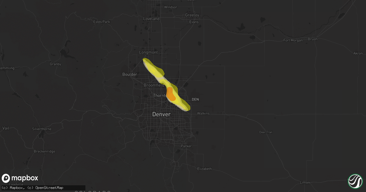 Hail map in Commerce City, CO on July 25, 2018