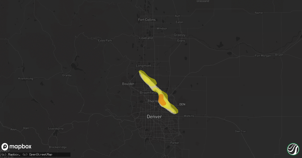 Hail map in Erie, CO on July 25, 2018
