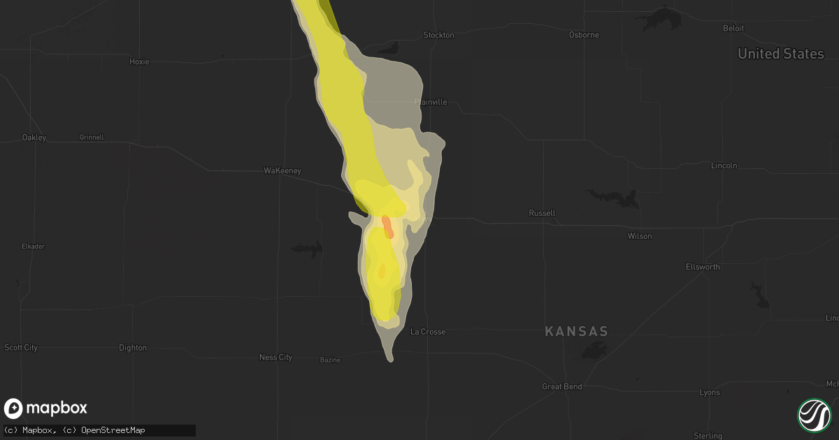 Hail map in Hays, KS on July 25, 2018