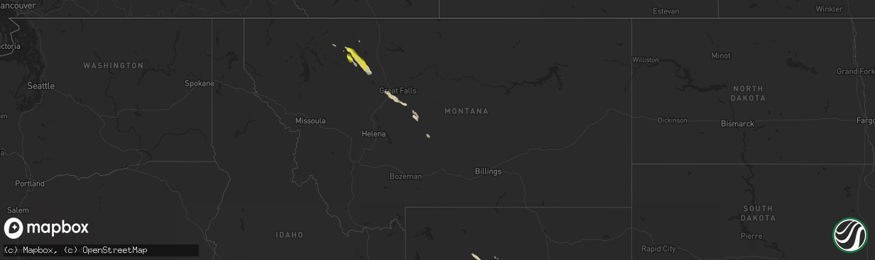 Hail map in Montana on July 25, 2018