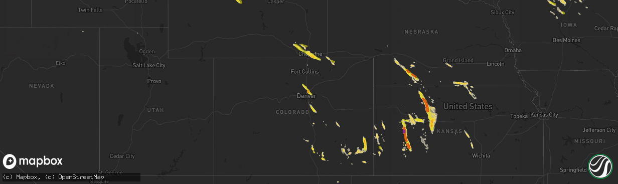 Hail map on July 25, 2018