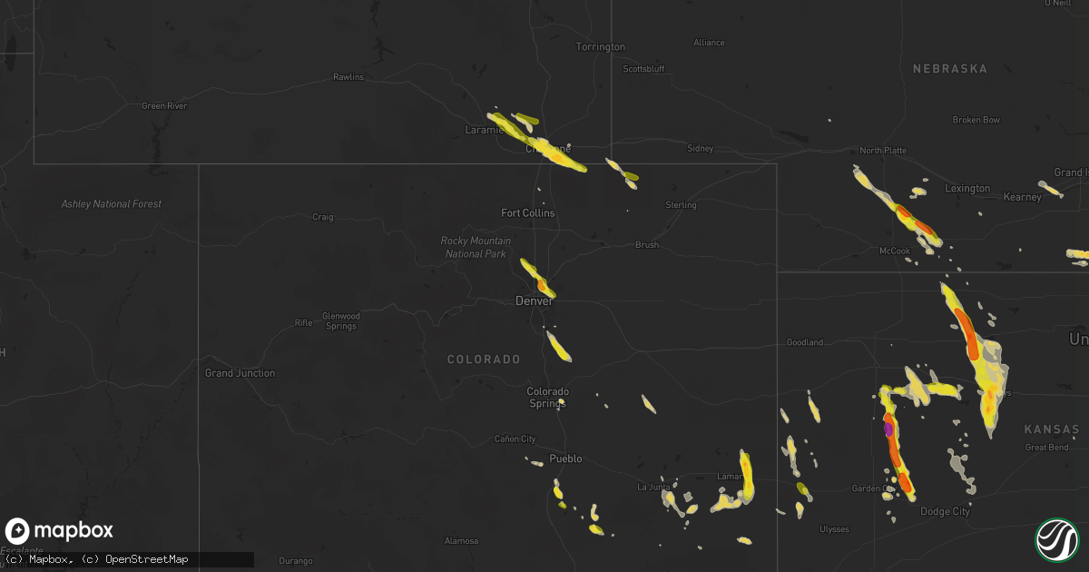 Hail map on July 25, 2018