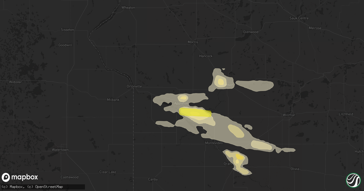 Hail map in Appleton, MN on July 25, 2019