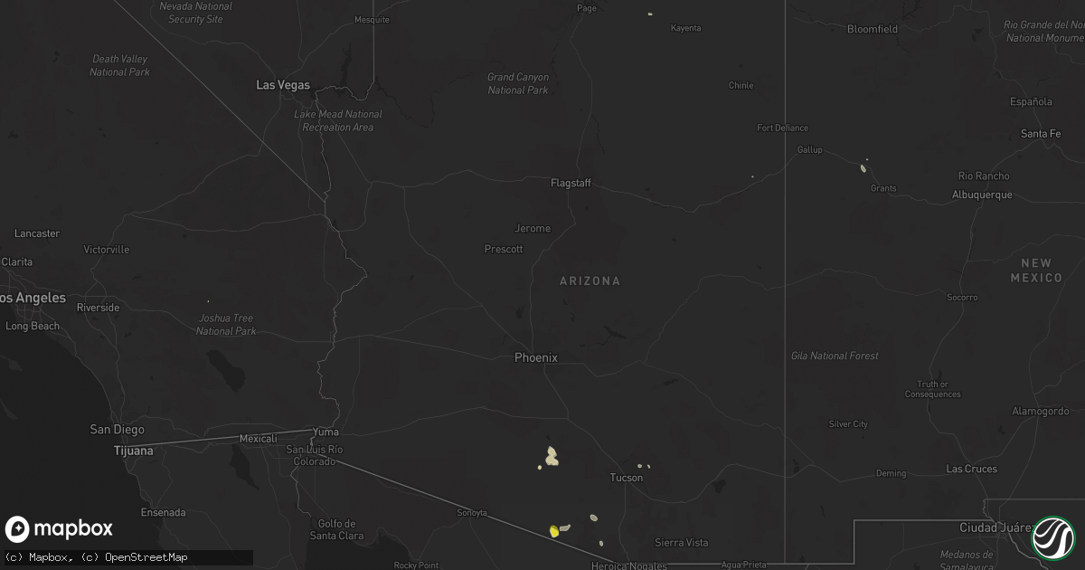 Hail map in Arizona on July 25, 2019