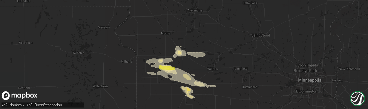 Hail map in Benson, MN on July 25, 2019