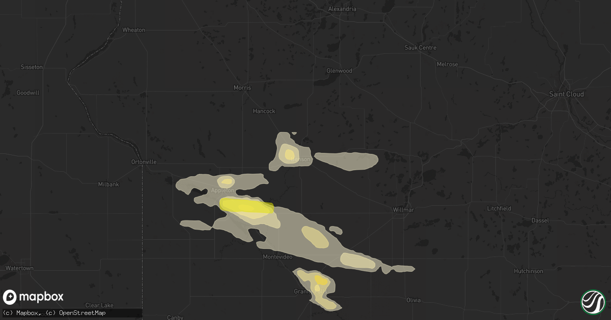 Hail map in Benson, MN on July 25, 2019
