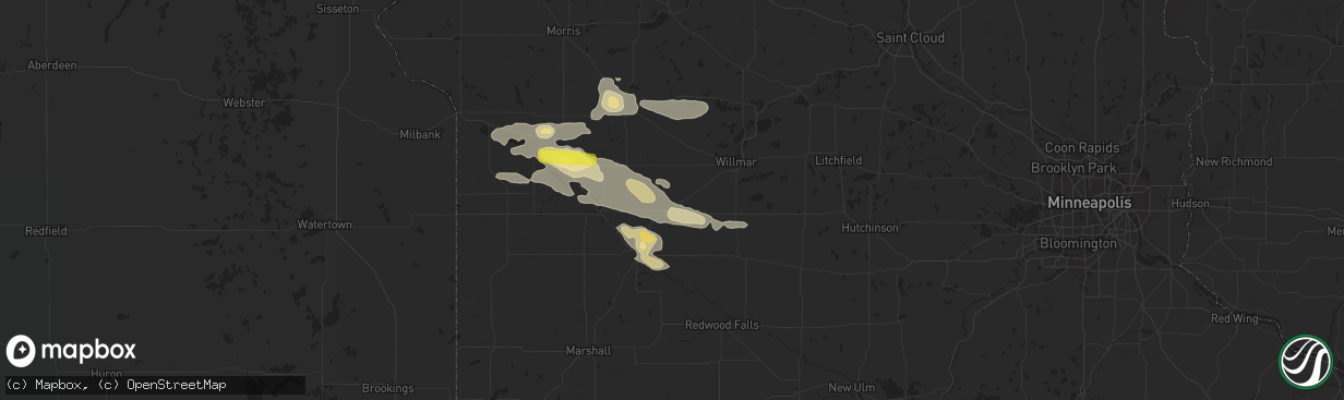 Hail map in Clara City, MN on July 25, 2019