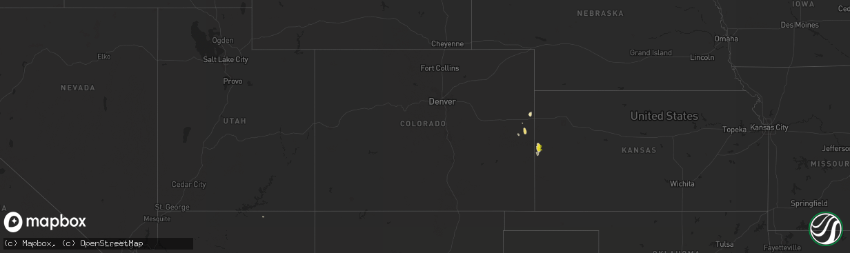 Hail map in Colorado on July 25, 2019