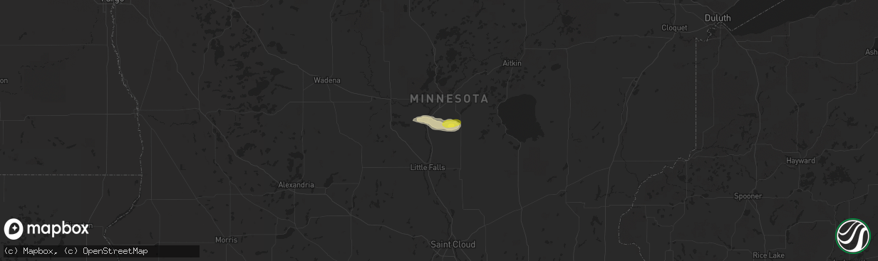 Hail map in Fort Ripley, MN on July 25, 2019