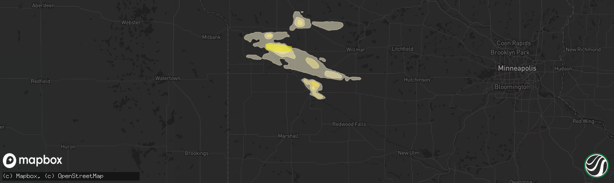 Hail map in Granite Falls, MN on July 25, 2019