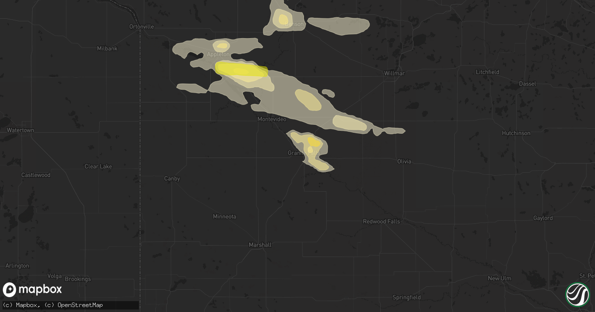 Hail map in Granite Falls, MN on July 25, 2019