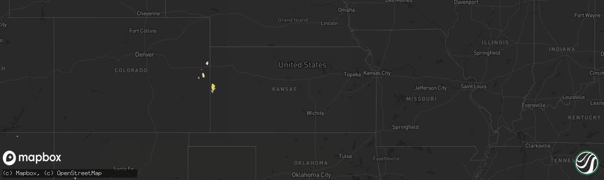 Hail map in Kansas on July 25, 2019