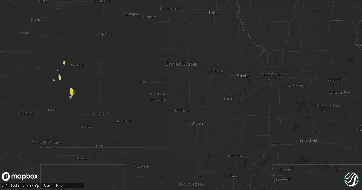 Hail map in Kansas on July 25, 2019